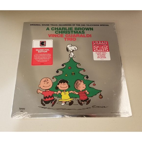 Vince Guaraldi Trio A Charlie Brown Christmas LP Clear Red Green Splatter New - Picture 2 of 3
